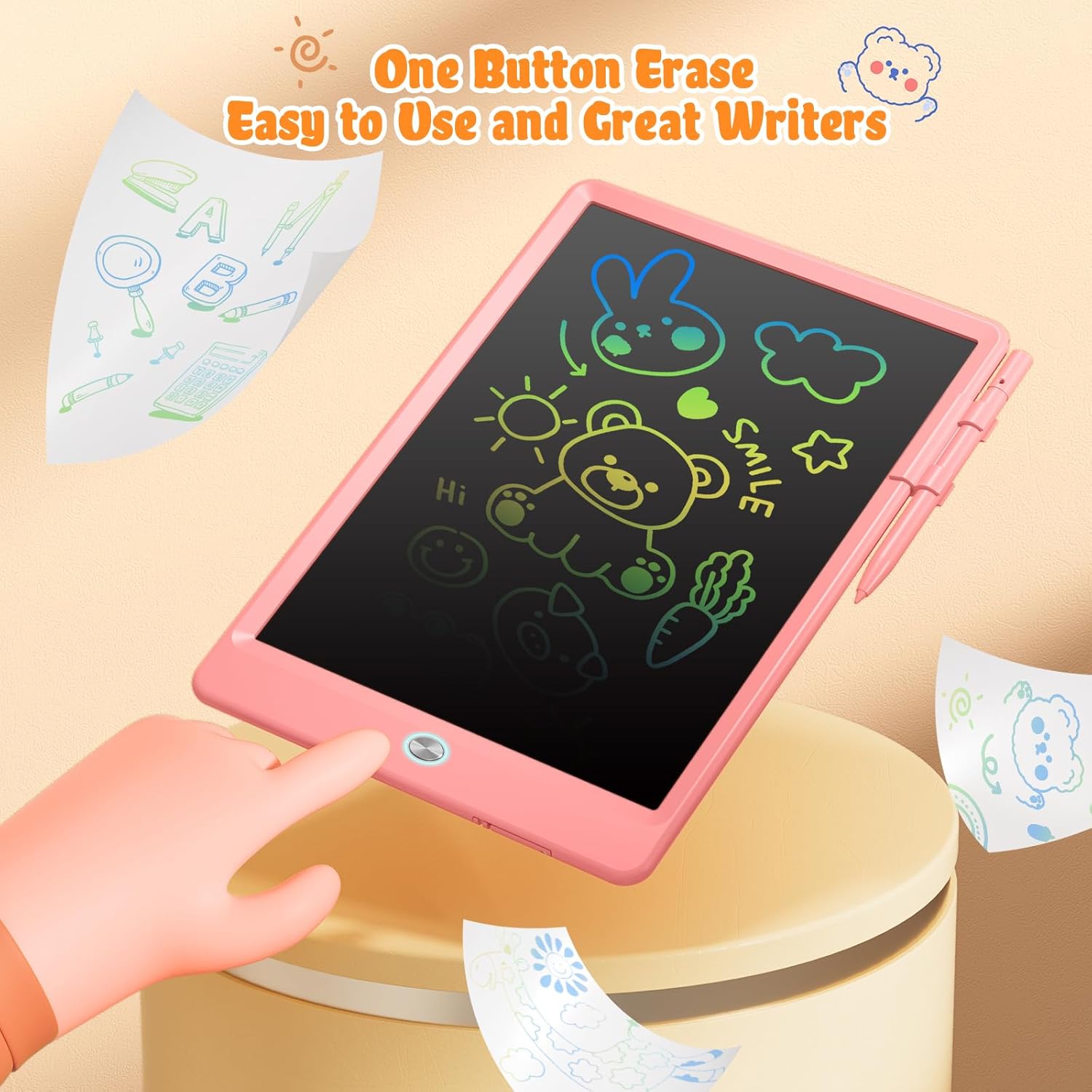 Paquete de 2 tabletas de escritura LCD para niños de 10 pulgadas, tableta de dibujo colorida para niños, juguete educativo para niños de 2 a 4 5 6