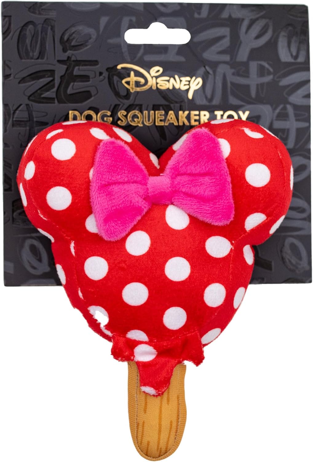 Buckle-Down Juguete para perros de Disney, helado de Minnie Mouse con orejas y lazo rojo para mascotas, peluche