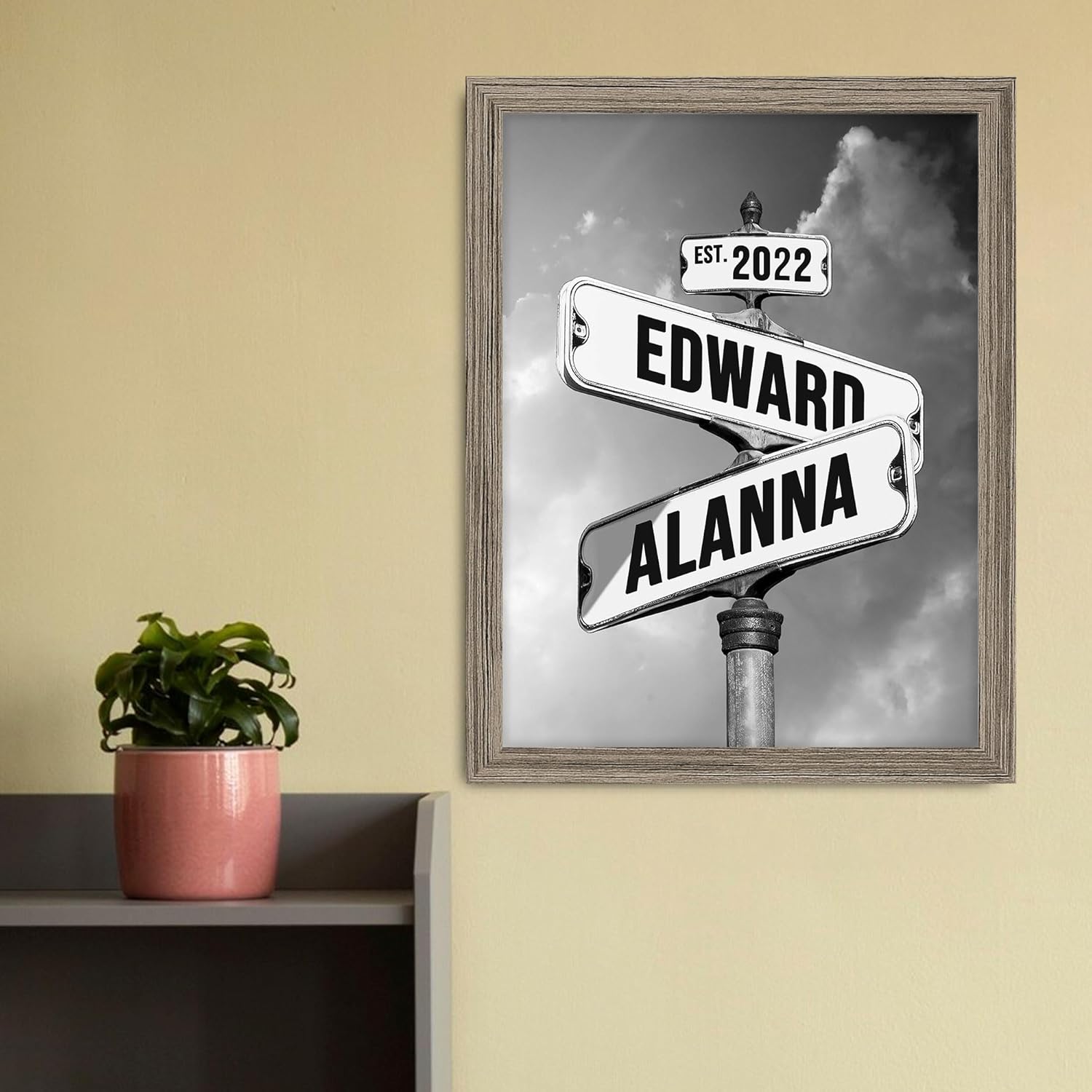 Regalos personalizados para novio, novia, letrero de calle vintage, letrero de calle Crossroads, el mejor regalo para parejas, póster de lienzo con