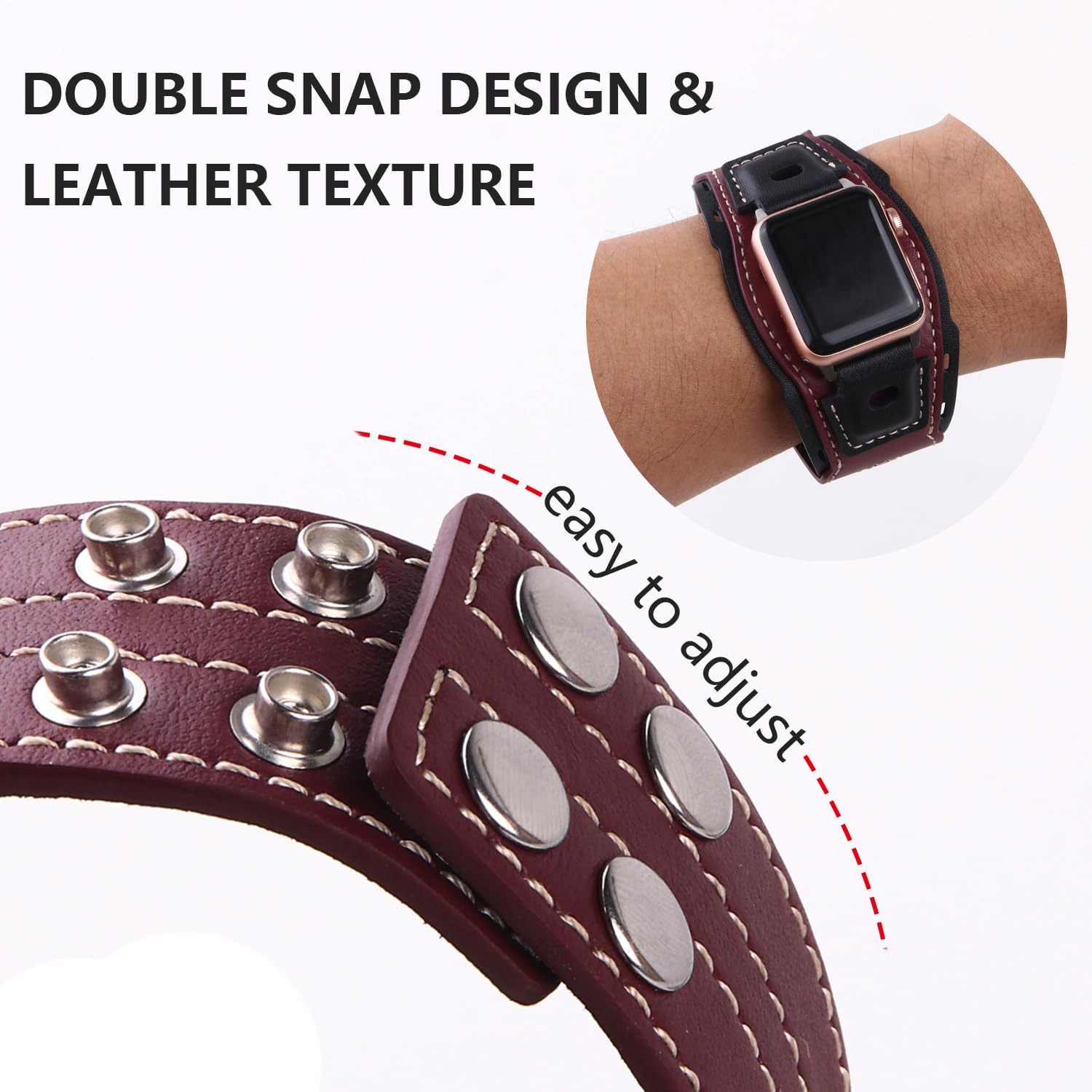 VIQIV Leather Bands Compatible with Apple Watch 49mm 45mm 44mm 42mm 41mm 40mm 38mm Ultra 2 Band Men Women, Vintage Genuine Leather Wristband