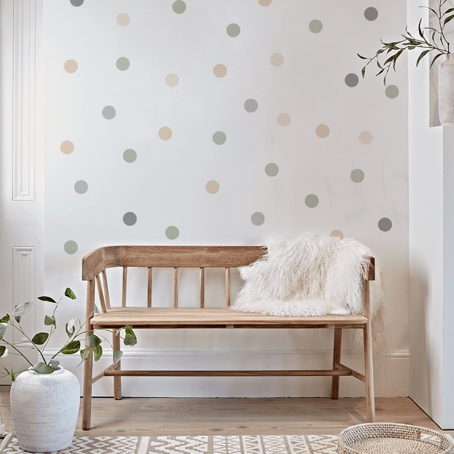 Calcomanías de pared de lunares bohemios, 36 unidades, calcomanías de pared bohemias para habitación de niñas, sala de estar, sala de juegos,