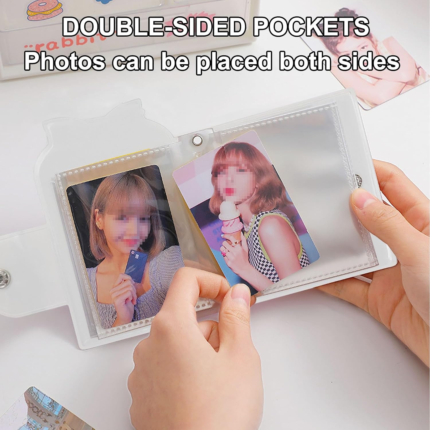 SZHTSWU Kpop – Mini álbumes de fotos de 3 pulgadas, 40 bolsillos, soporte para tarjetas fotográficas con lazo, patrón de corbatín, álbum de fotos