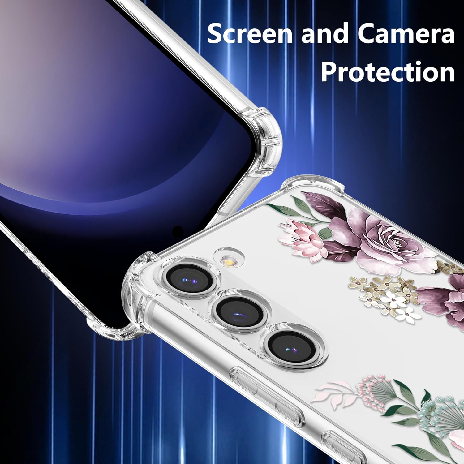 DEFBSC Funda suave compatible con Samsung Galaxy S23, diseño de estampado floral transparente, TPU flexible a prueba de golpes, para mujeres y