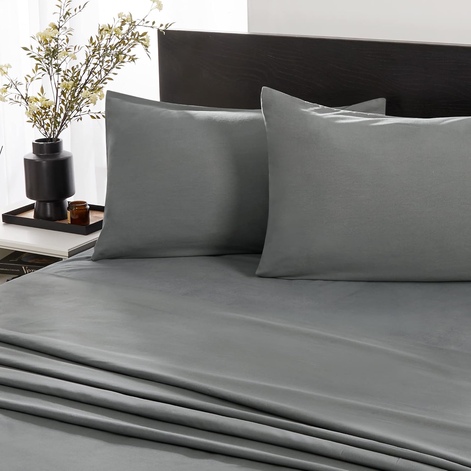 Deconovo Juego de sábanas de microfibra de 16 pulgadas de profundidad de 16 pulgadas, 1800 hilos, ropa de cama cómoda y sedosa al tacto suave de 4