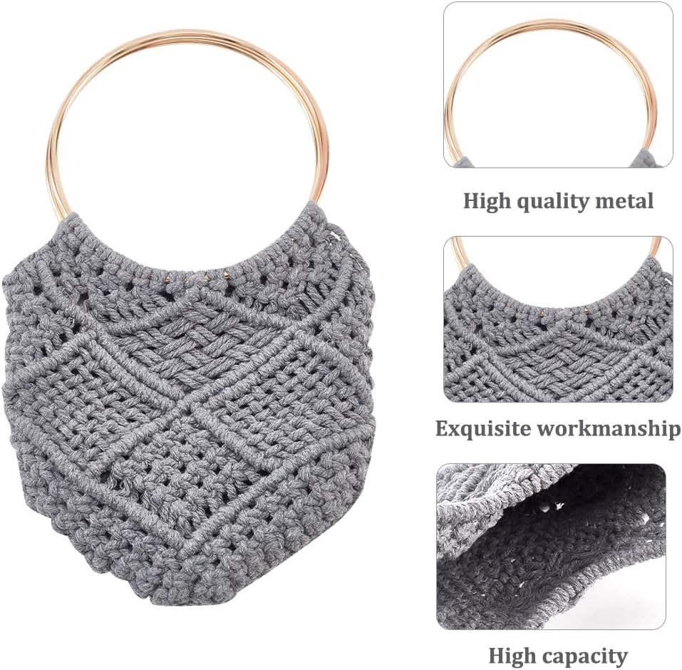WEBEEDY Kit de macramé para principiantes, con asas de aleación, hecho a mano, bolsa de macramé, para mujeres adultas, incluye instrucciones en