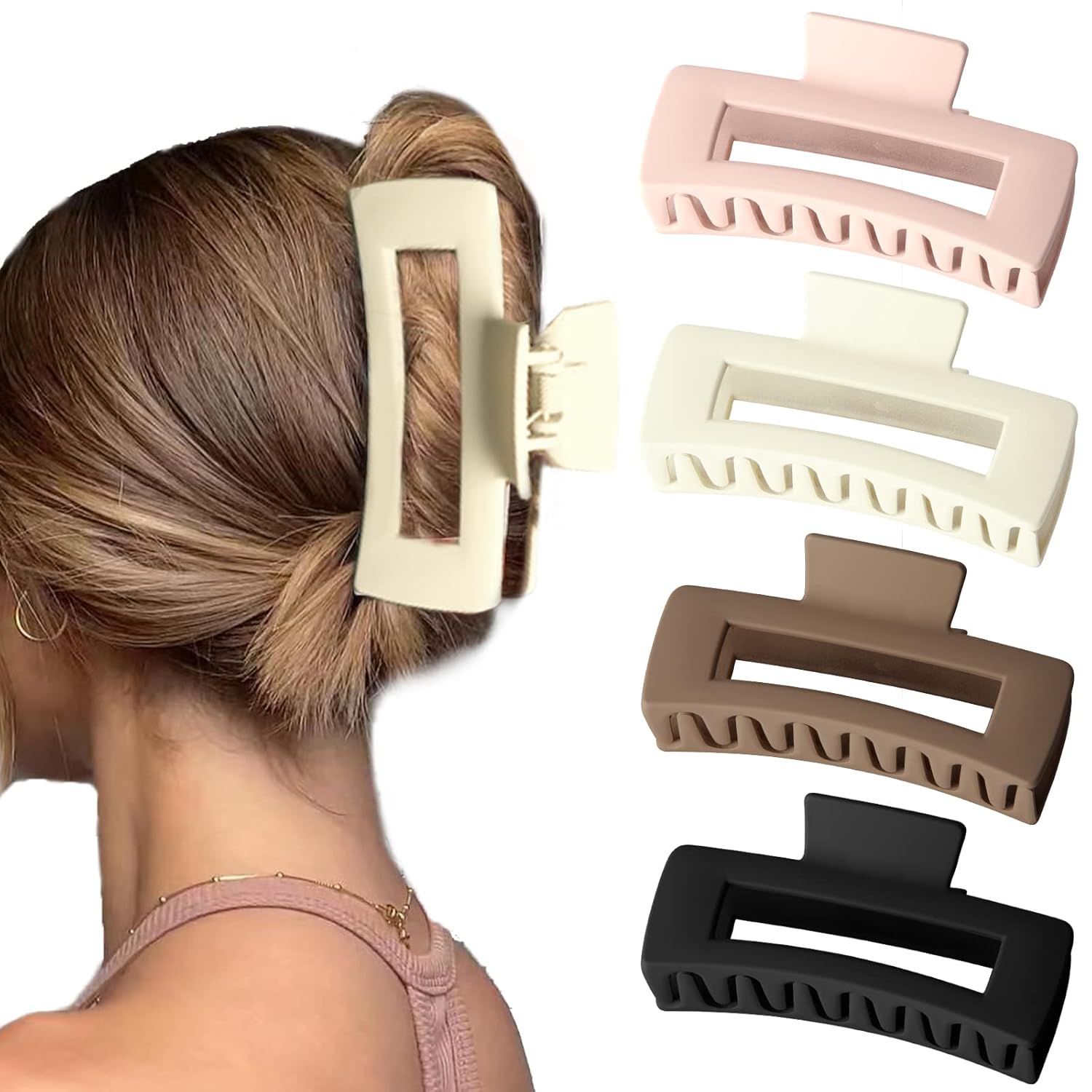 Pinzas de garra extra grandes de 5 pulgadas para cabello grueso, agarre fuerte, pinzas de garra extra grandes, 4 pinzas grandes para cabello grueso