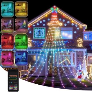 Luces inteligentes de estrella de música de Navidad, 16.4 pies, 330 LED RGB, 9 tiras de luces de Navidad para interiores, cambio de color Luces inteligentes de estrella de música de Navidad, 16.4 pies, 330 LED RGB, 9 tiras de luces de Navidad para interiores, cambio de color