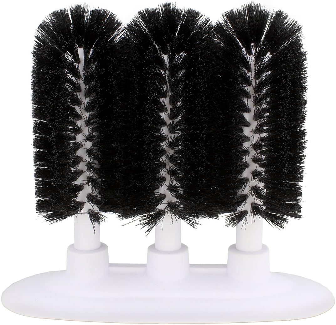 Cepillo de limpieza de vidrio, arandela de vidrio de 3 cepillos – Enjuague de vidrio triple, cepillo para lavadora de tazas, cepillos de vidrio para