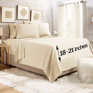 Empyrean – Juego de sábanas bajeras de bolsillo extra profundo de 110 GSM, juego de 6 piezas de bolsillo profundo suave – 60 x 80 pulgadas – Sábanas Empyrean – Juego de sábanas bajeras de bolsillo extra profundo de 110 GSM, juego de 6 piezas de bolsillo profundo suave – 60 x 80 pulgadas – Sábanas