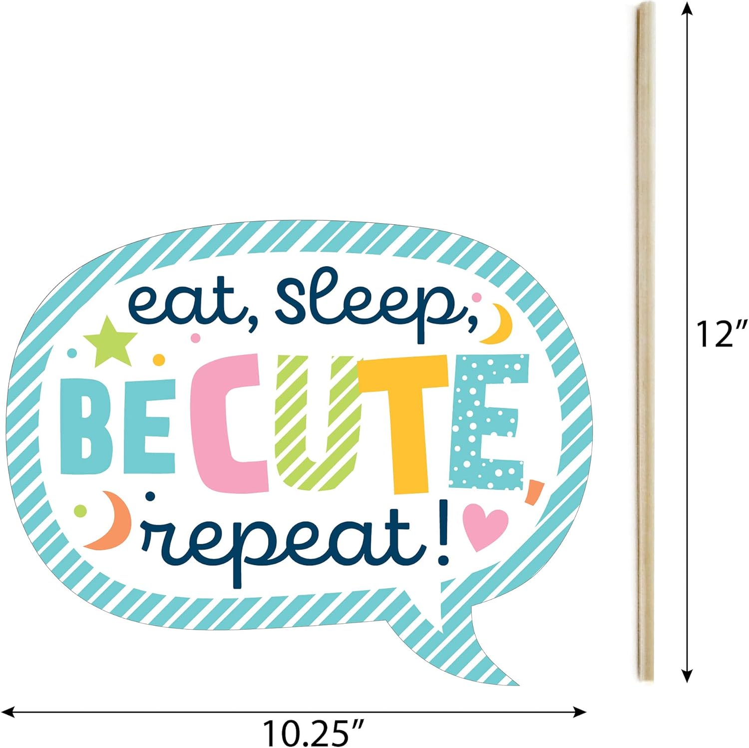 Big Dot of Happiness Divertido baby shower colorido – Kit de accesorios para cabina de fotos de fiesta neutra de género – 10 piezas