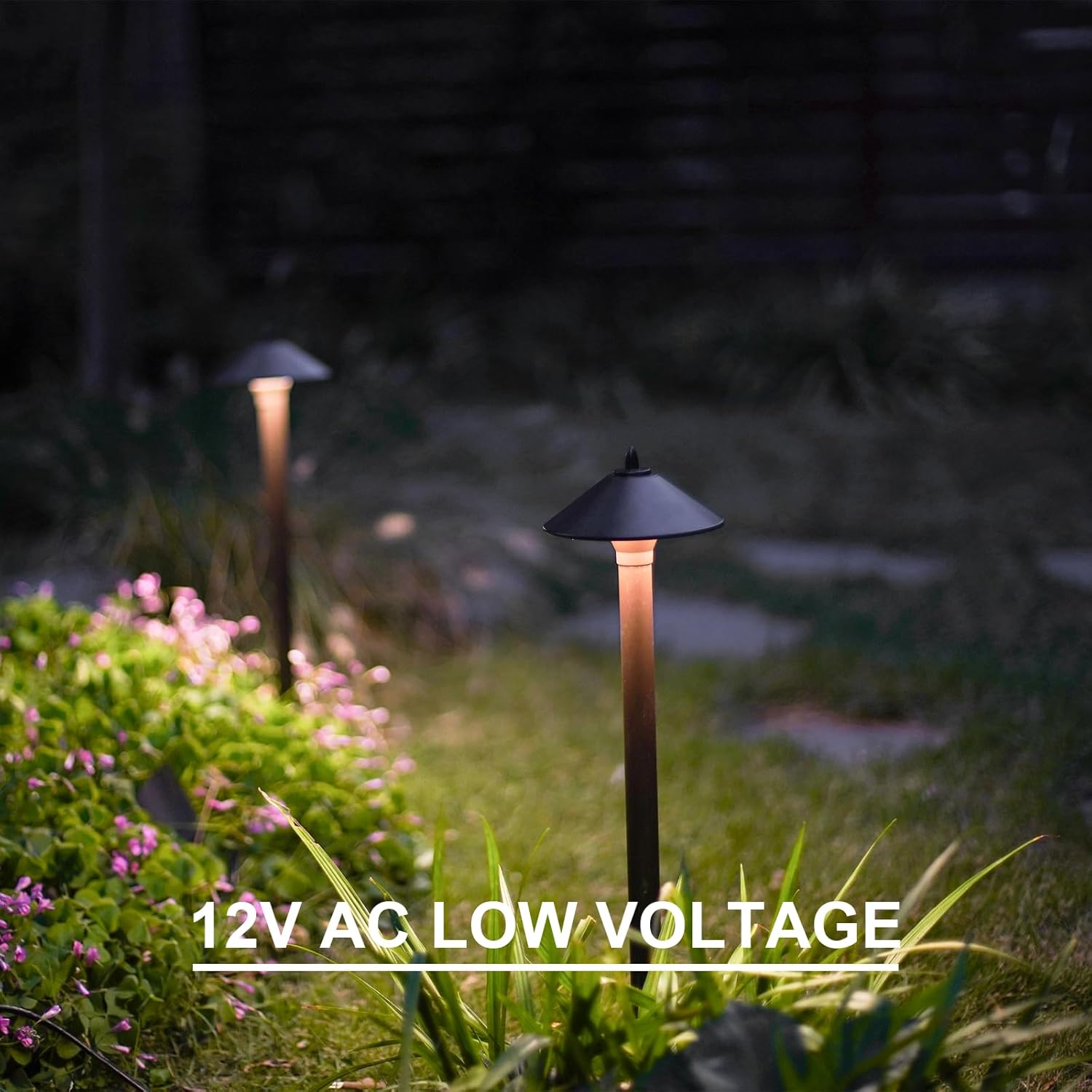 GOODSMANN Iluminación de paisaje al aire libre de bajo voltaje Kits de iluminación de paisaje 8PK Luces de camino con cable 10W 25 lúmenes 2700K