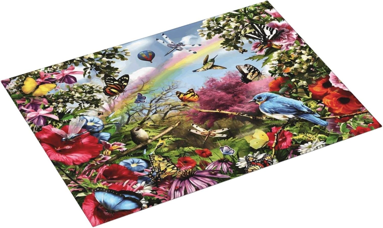 Tapete de secado de platos con diseño de flores de pájaro para encimera de cocina, extra grande, absorbente, microfibra de secado rápido, accesorios