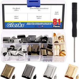 Glarks 81 juegos de tapones de aleación de 4 colores con cierre de cremallera, tapones superiores con tornillo de repuesto para reparación de ropa Glarks 81 juegos de tapones de aleación de 4 colores con cierre de cremallera, tapones superiores con tornillo de repuesto para reparación de ropa