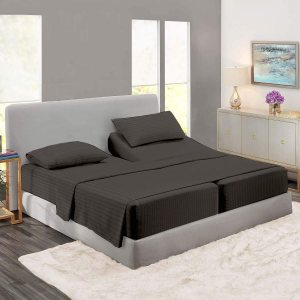 Sábanas divididas tamaño King, sábanas divididas ajustables de 5 piezas, 100% algodón egipcio, 400 hilos, bolsillo profundo de 16 pulgadas, juego de Sábanas divididas tamaño King, sábanas divididas ajustables de 5 piezas, 100% algodón egipcio, 400 hilos, bolsillo profundo de 16 pulgadas, juego de