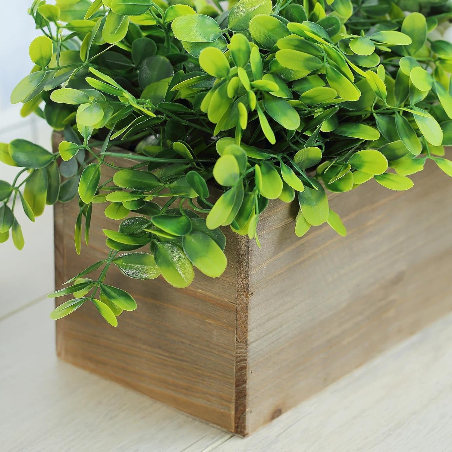 Efavormart – Caja rectangular de madera rectangular de 18 x 6 pulgadas, color marrón natural, cajas de madera rústica con forro de plástico para