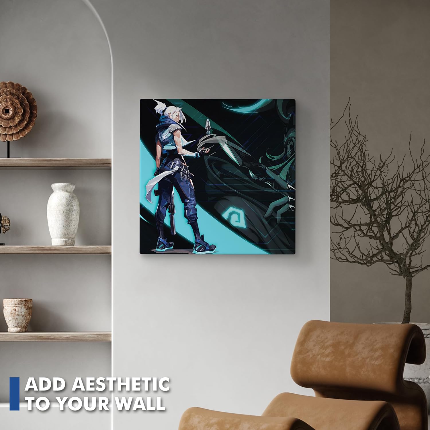 DreamController Valorant Cypher – Pósteres de lienzo de pared para decoración de pared (14 x 14 pulgadas), cuadros en lienzo enmarcados para