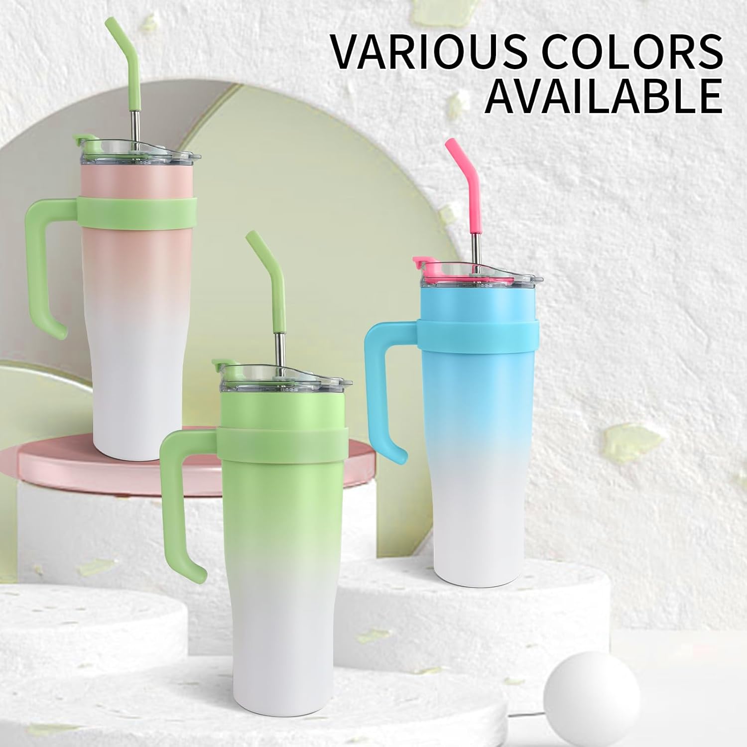 SEYGM – Vaso aislado de 40 onzas con asa a prueba de derrames, botella de agua, taza de café, taza de viaje para automóvil, oficina, deporte, bebida
