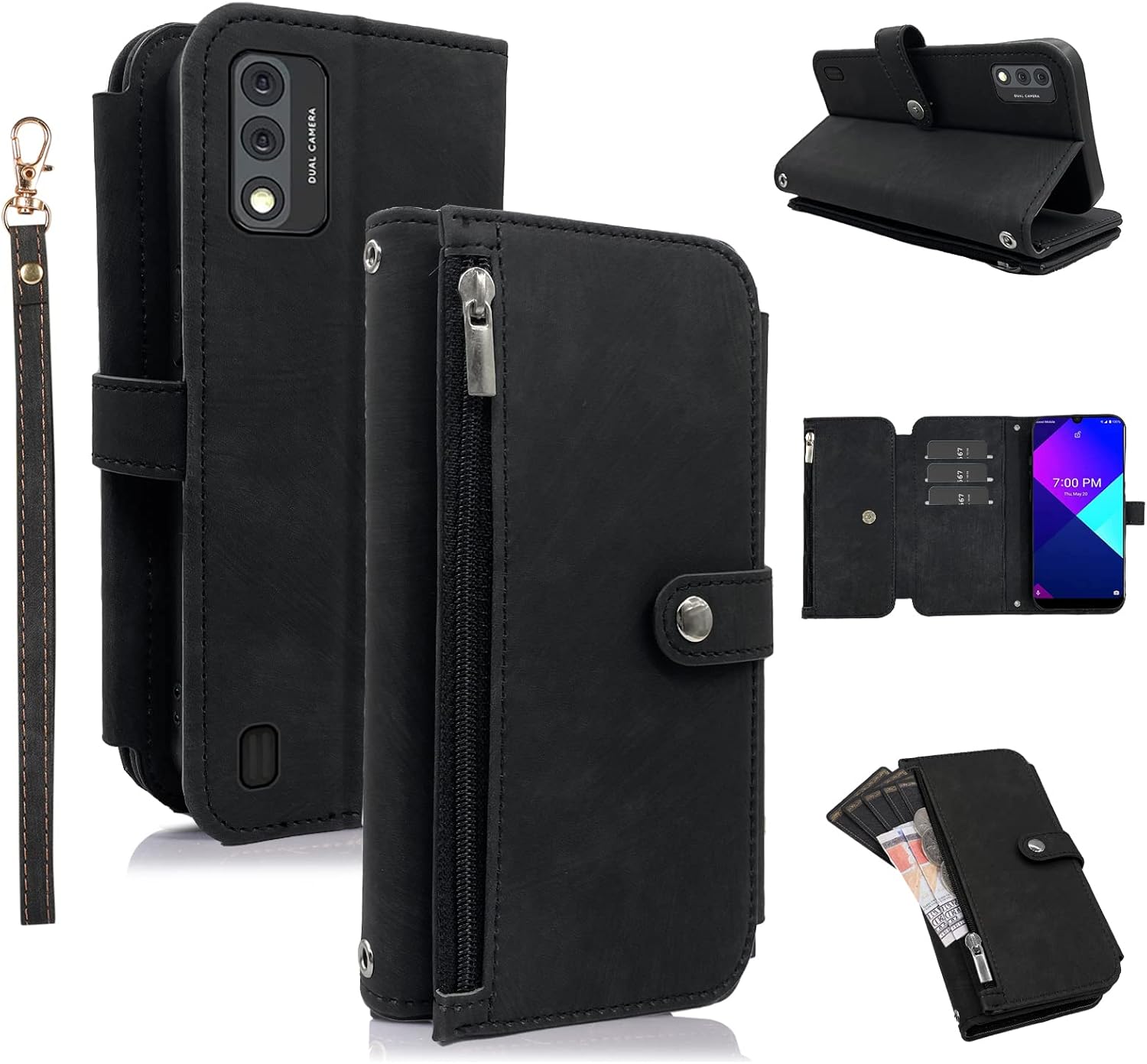 Compatible con Wiko Ride 3 – Funda tipo cartera con 9 ranuras para tarjetas, soporte de cuero retro, soporte para tarjetas, accesorios para