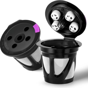 Tazas K reutilizables para Keurig, paquete de 2 cápsulas de café recargables universales K CUP con 5 agujeros, específicamente diseñadas para Keurig Tazas K reutilizables para Keurig, paquete de 2 cápsulas de café recargables universales K CUP con 5 agujeros, específicamente diseñadas para Keurig