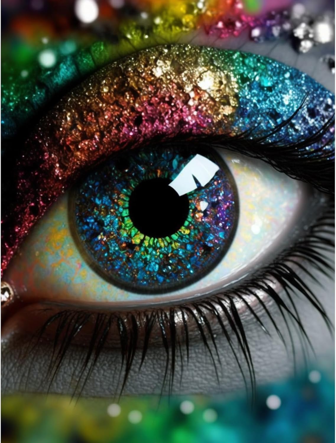 Kit de pintura de diamantes para ojos, kit de arte de diamantes para adultos, 5D encantadores puntos de diamante redondo para la interferencia de