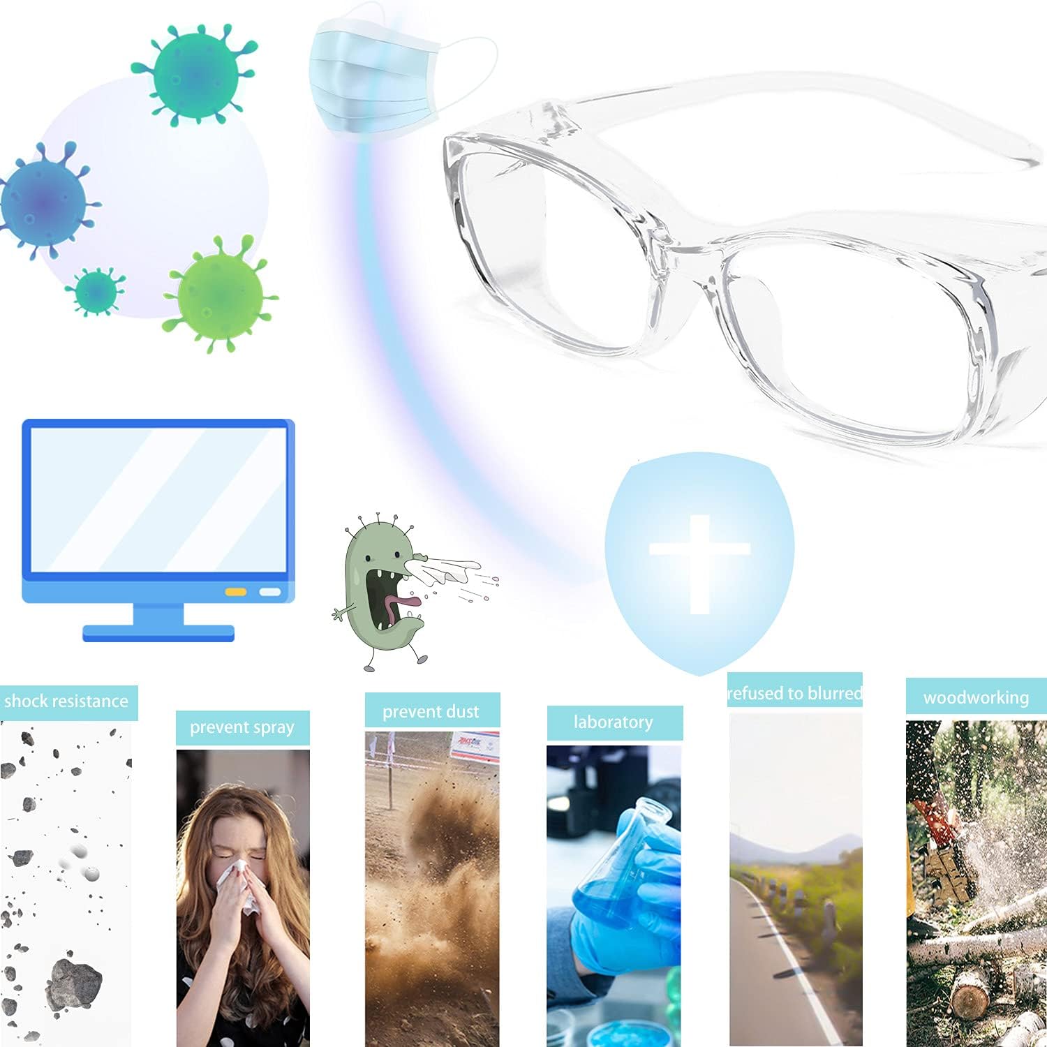 Dollger Gafas de seguridad con lectores 1.5 2.0 1.0 progresivas multifoco anti niebla y bloqueo de luz azul gafas de lectura