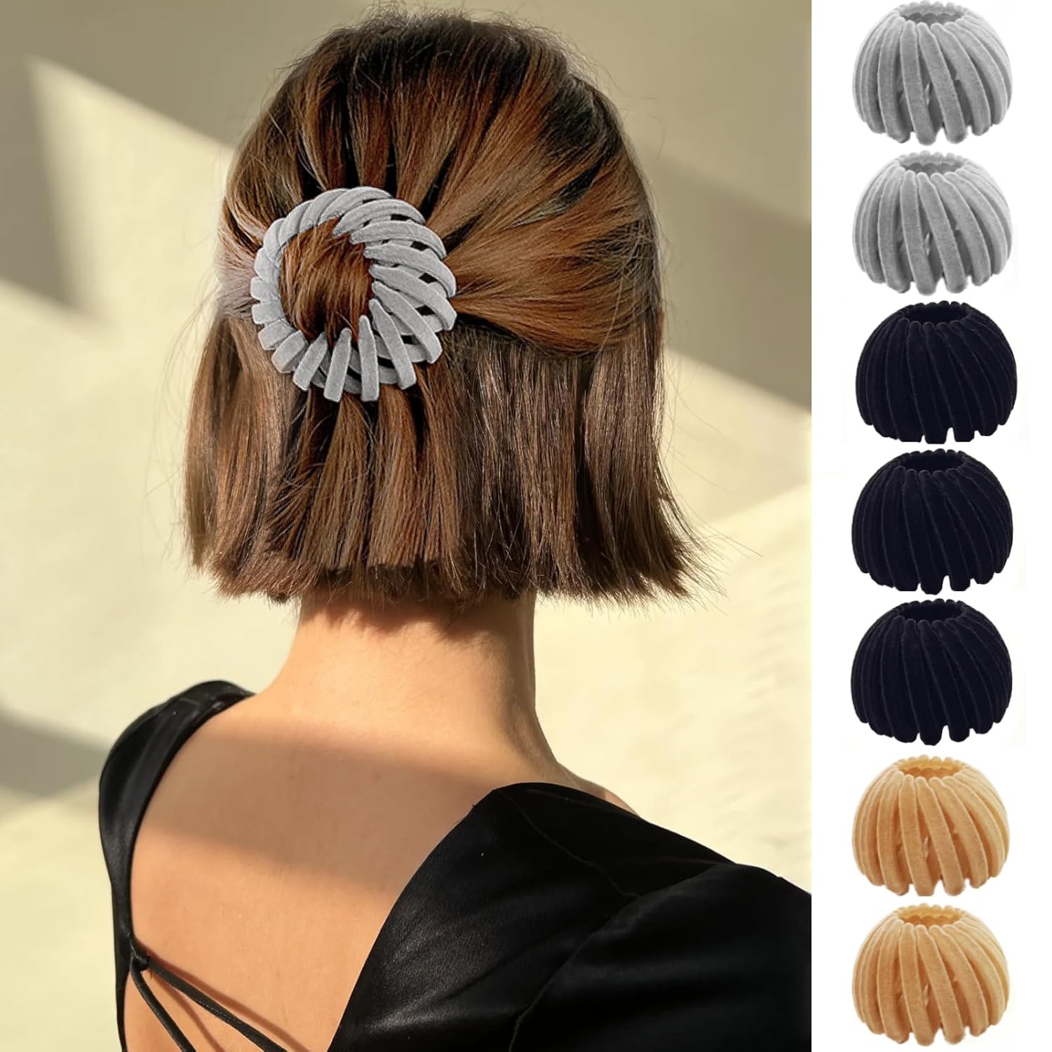 Sizobi Bird Nest – 7 pinzas para el cabello mágicas, para hacer moños para el cabello, pinzas antideslizantes para el cabello, coleteros
