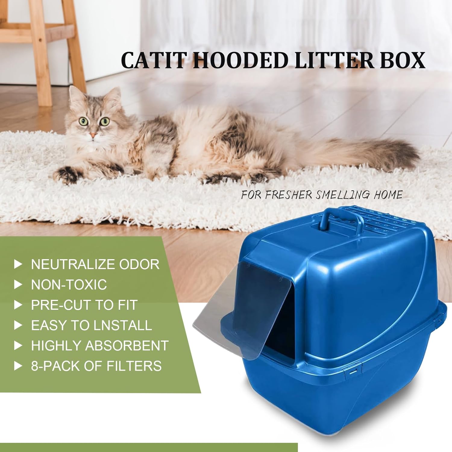 Paquete de 8 filtros de repuesto para caja de arena de carbón para gatos, 6 x 6.5 pulgadas, filtros de carbono para gatos de arena para gatos,