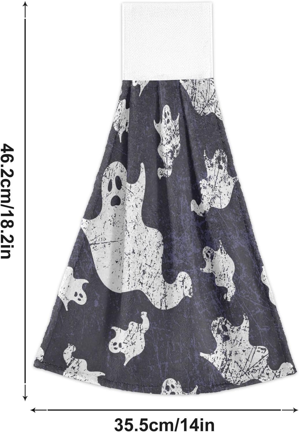 Juego de 2 toallas de cocina vintage de fantasmas de Halloween, con lazo para colgar, suave y absorbente, toalla para atar en la punta de los dedos,