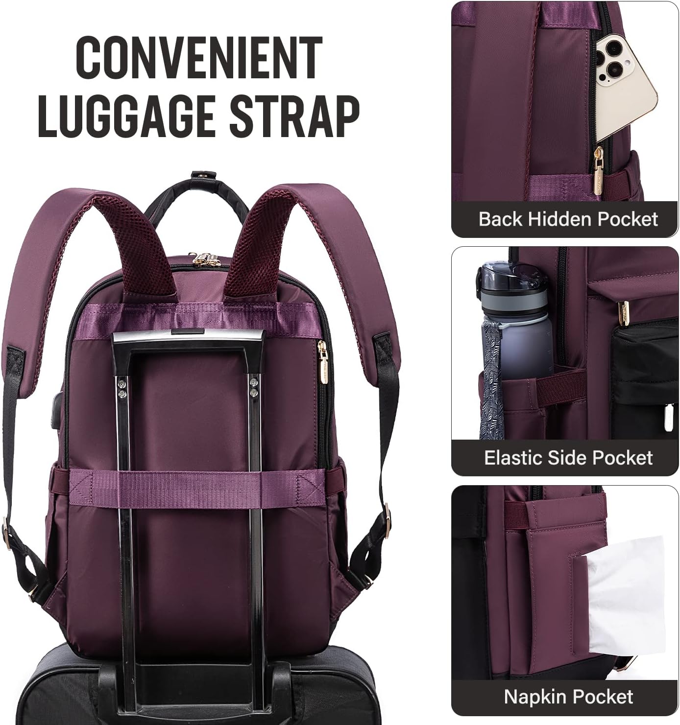 LOVEVOOK Mochila para computadora portátil para mujeres y niñas, mochila impermeable de 15.6 pulgadas, mochila para computadora para estudiantes,
