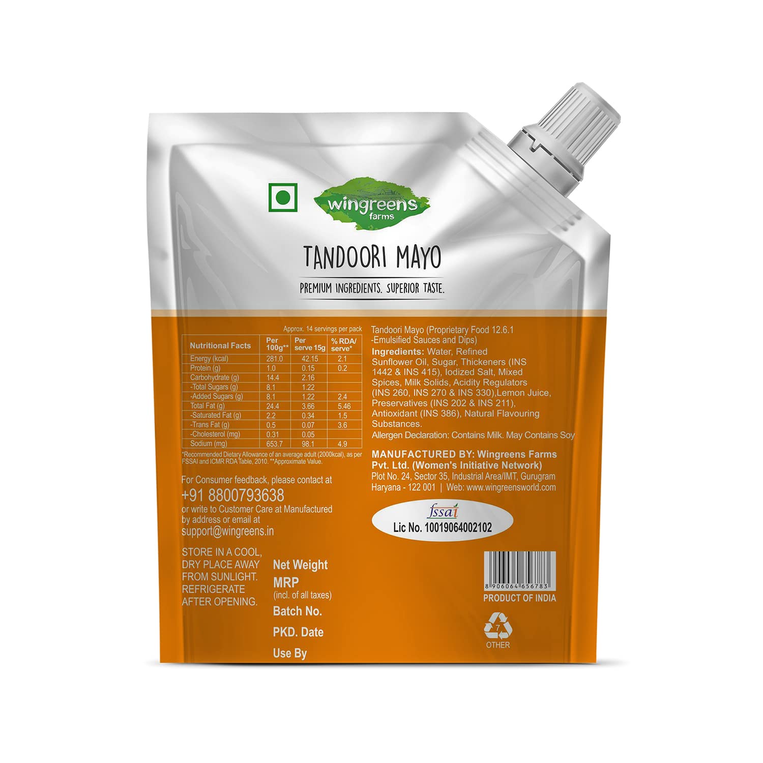 Wingreens Farms – Mayo Tandoori 200 gm – Paquete de 2