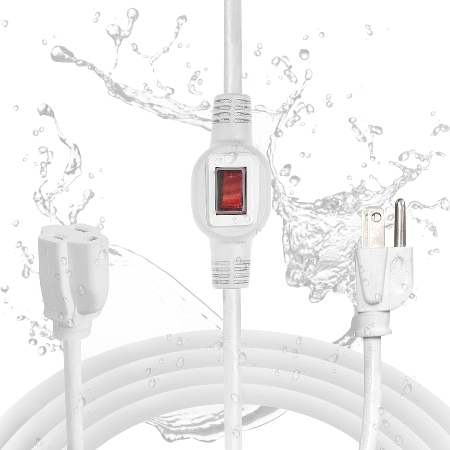 Iron Forge Cable Cable de extensión blanco de 3 pies para exteriores con interruptor en línea impermeable de encendidoapagado, 3 pies 163 SJTW 3