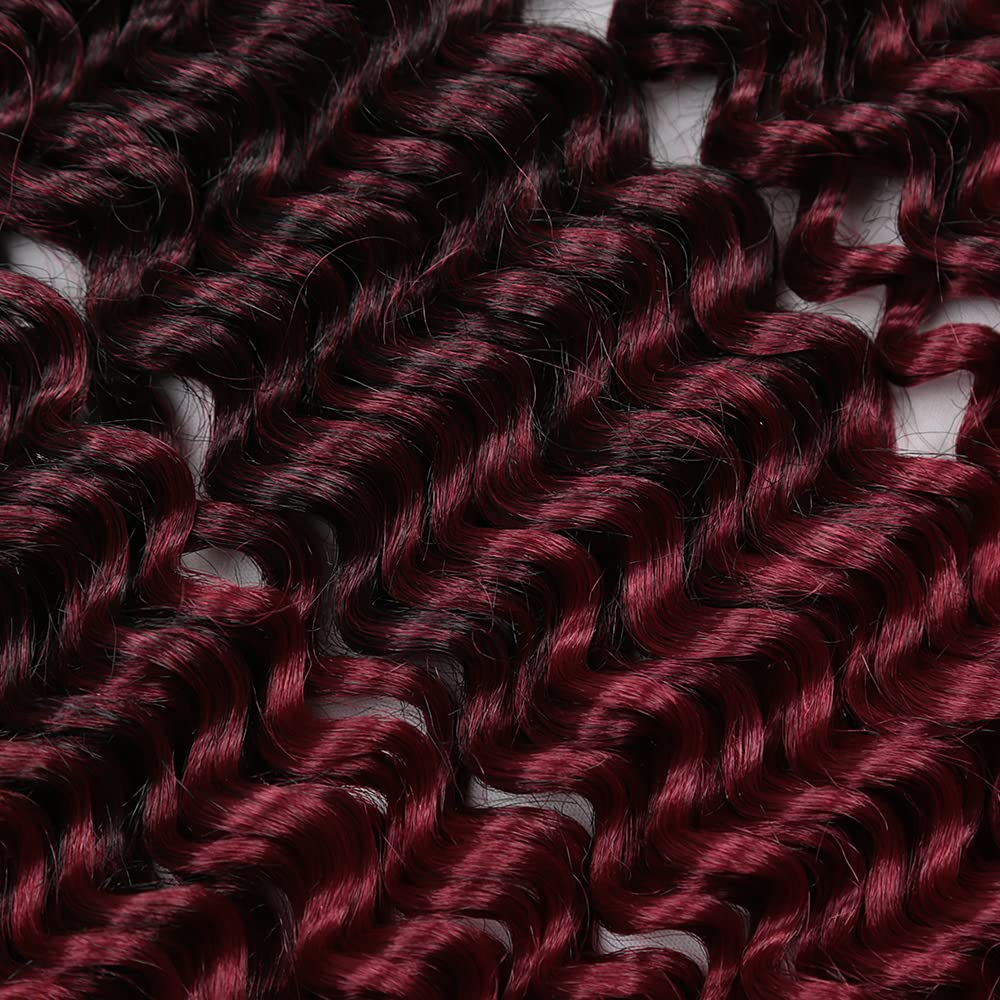 Pelo de ganchillo profundo de 22 pulgadas, 5 paquetes de extensiones de cabello sintético rizado trenzado (22 pulgadas, T530)
