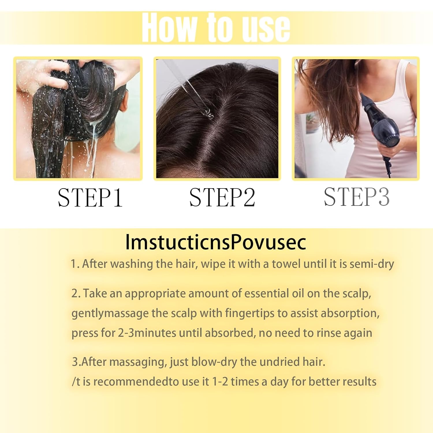 Carvenchi – Aceite natural para el crecimiento del cabello, vegano orgánico para mujeres y hombres, nutritivo para cabello encrespado seco (5