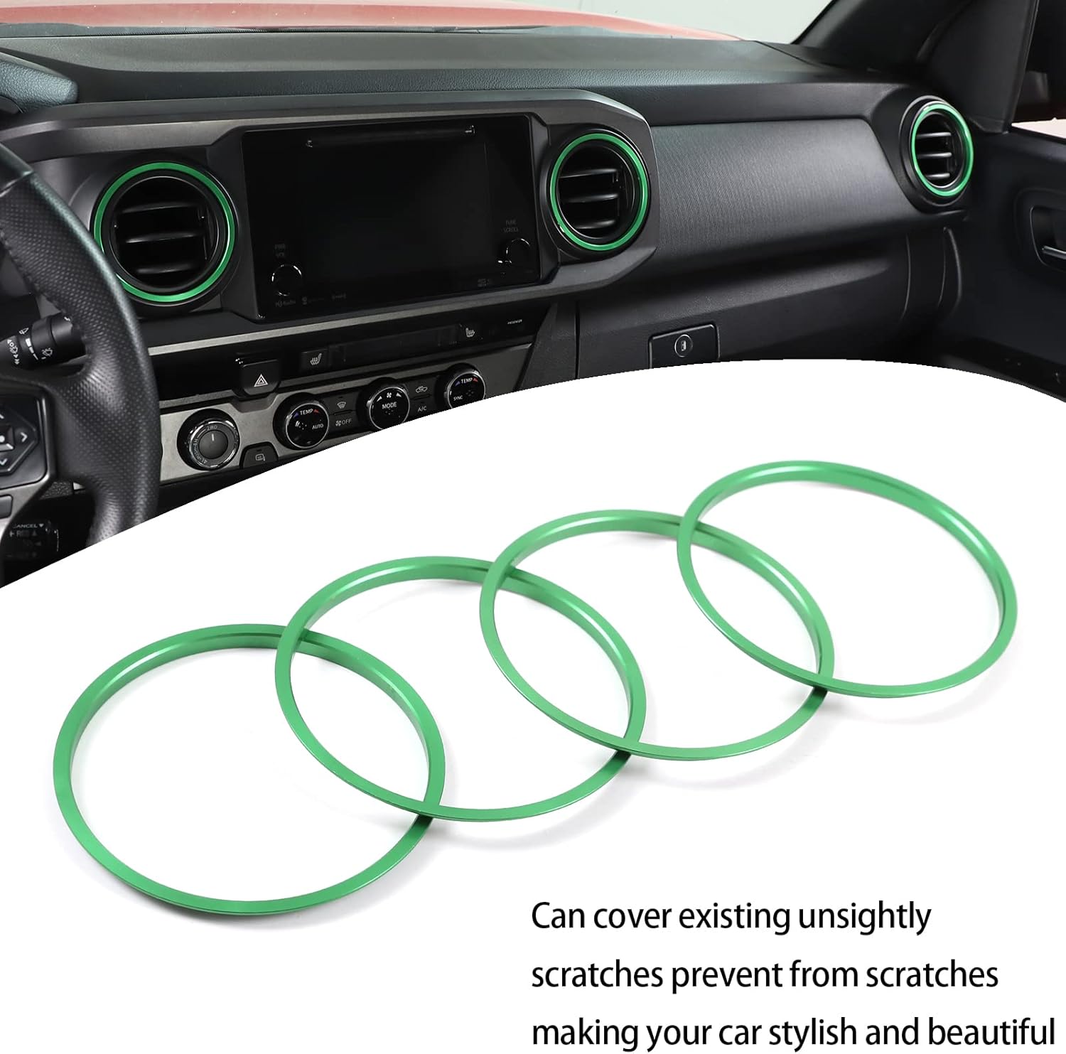 Adhesivos decorativos de anillo exterior de ventilación de salida de CA para consola, compatible con Toyota Tacoma 2016-2021, calcomanías