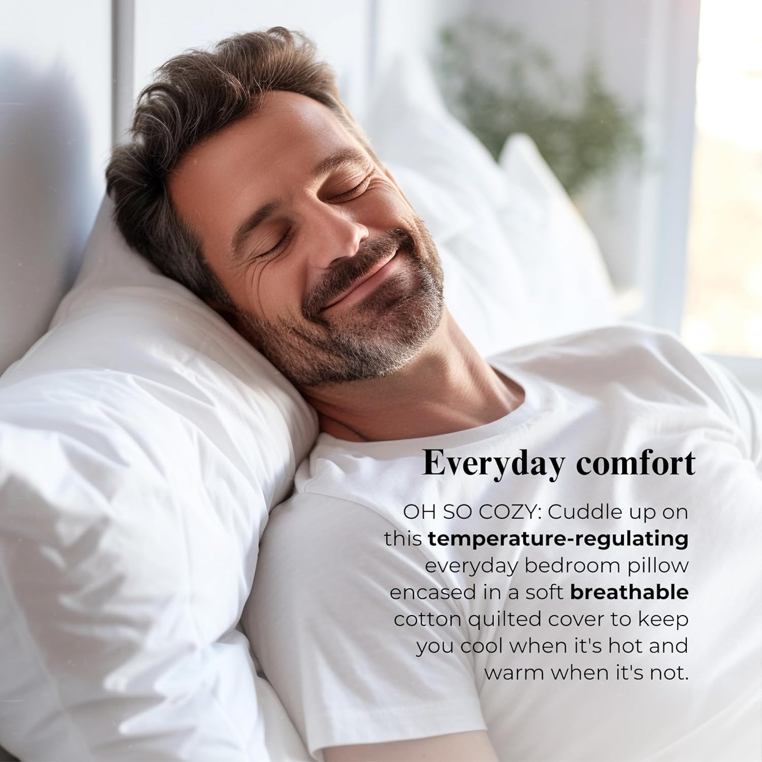 ORGANIC TEXTILES Almohada Kapok 100% orgánica con funda extraíble de algodón orgánico natural, lavable a máquina, funda ventilada con relleno