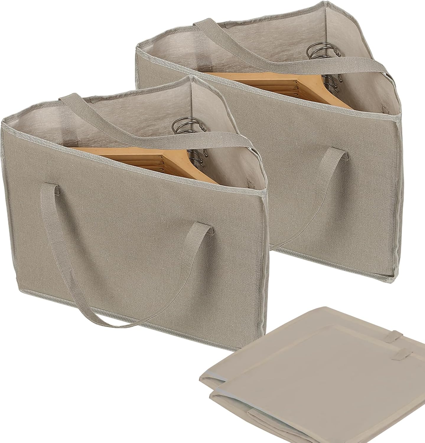 Juego de 2 soportes triangulares de almacenamiento para bolsas con asas para ahorrar espacio, organizadores para almacenamiento ordenado y