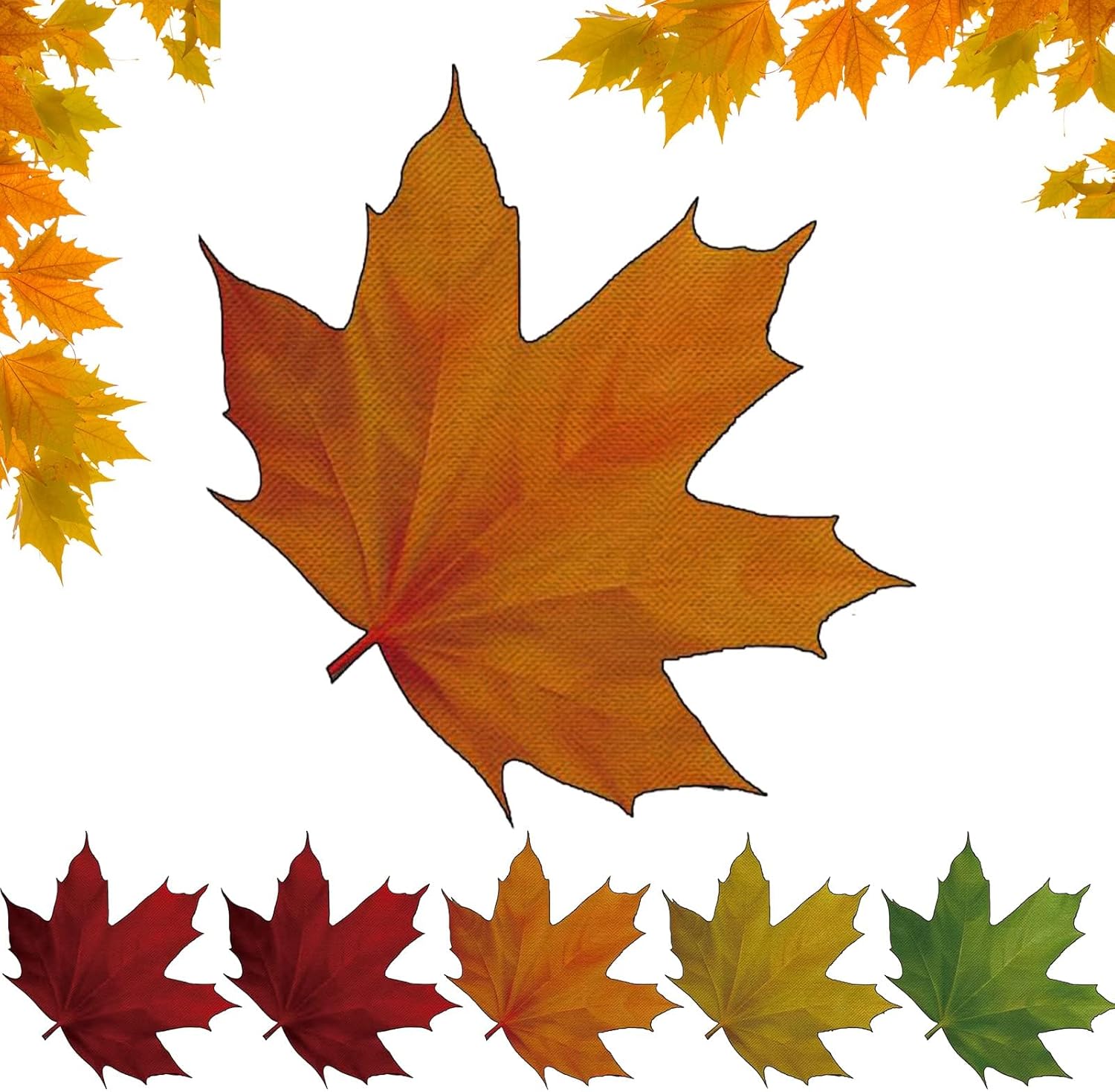 6 manteles individuales con forma de hoja de arce de otoño, cosecha de Acción de Gracias, hojas de arce, manteles individuales lavables para mesa de