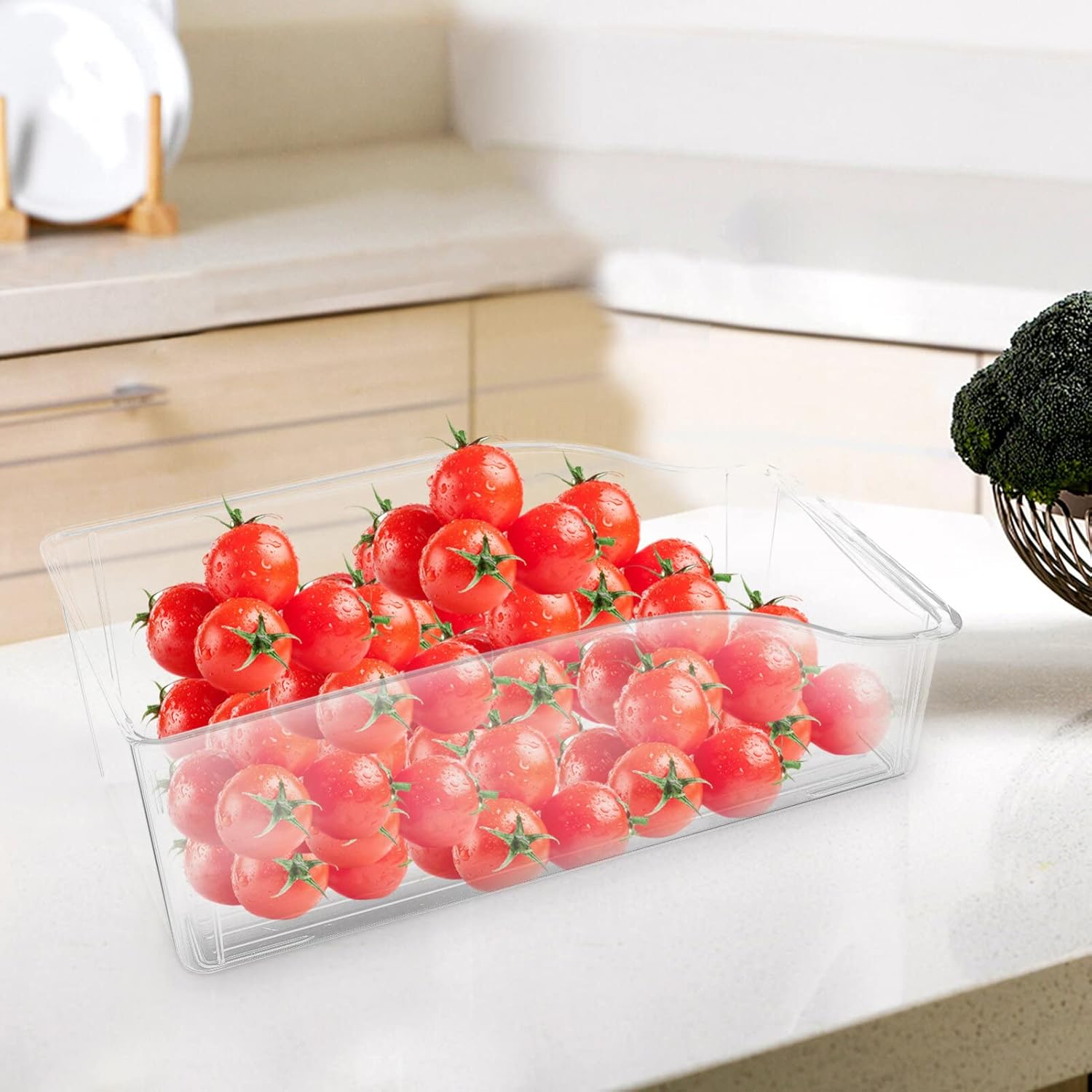 Alipis Contenedor organizador de refrigerador, contenedor de plástico transparente para refrigerador, caja de almacenamiento de frutas y verduras