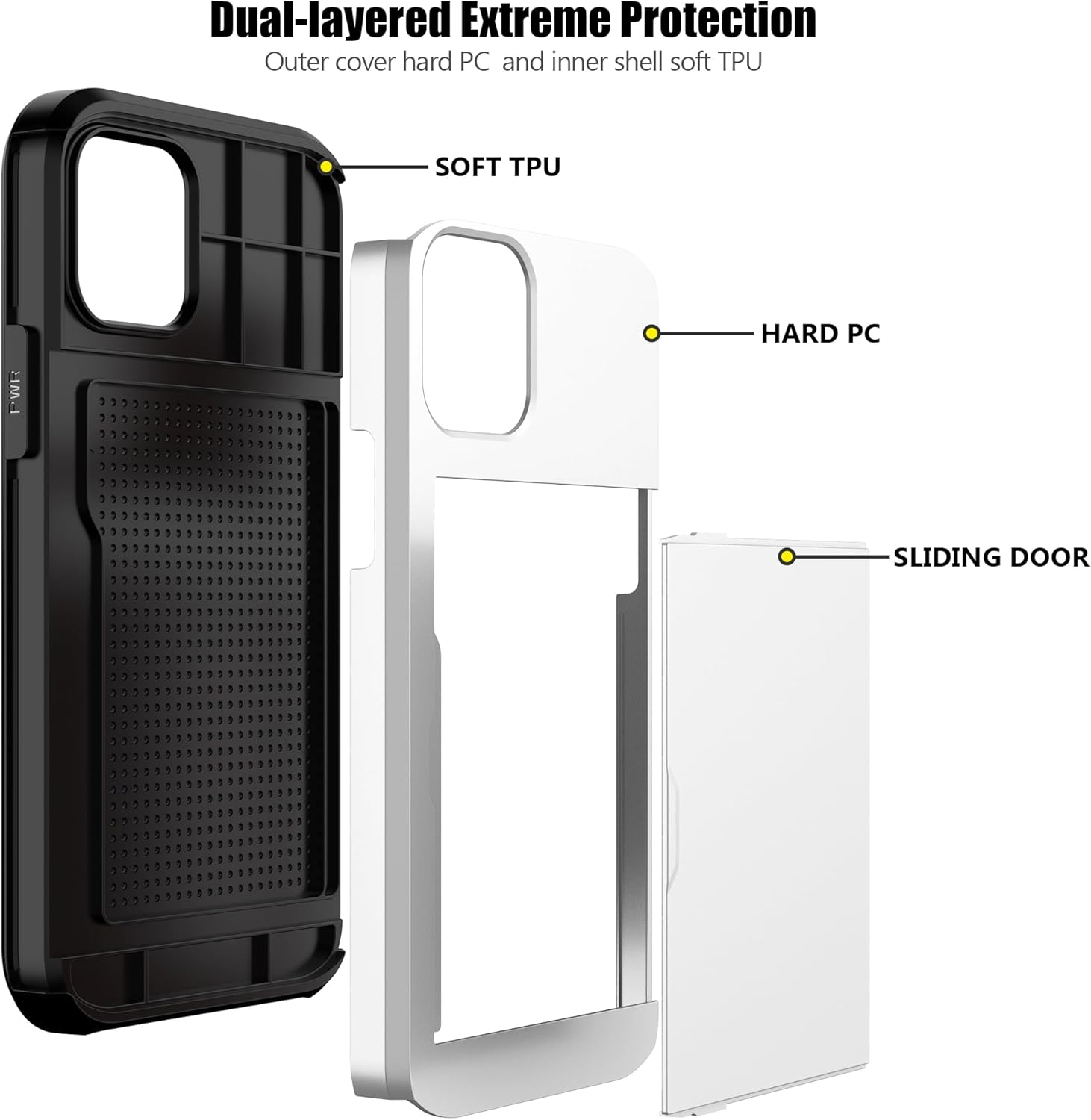 Nvollnoe Funda para iPhone 12, iPhone 12 Pro con tarjetero resistente de protección de doble capa a prueba de golpes, ranura para tarjeta oculta,