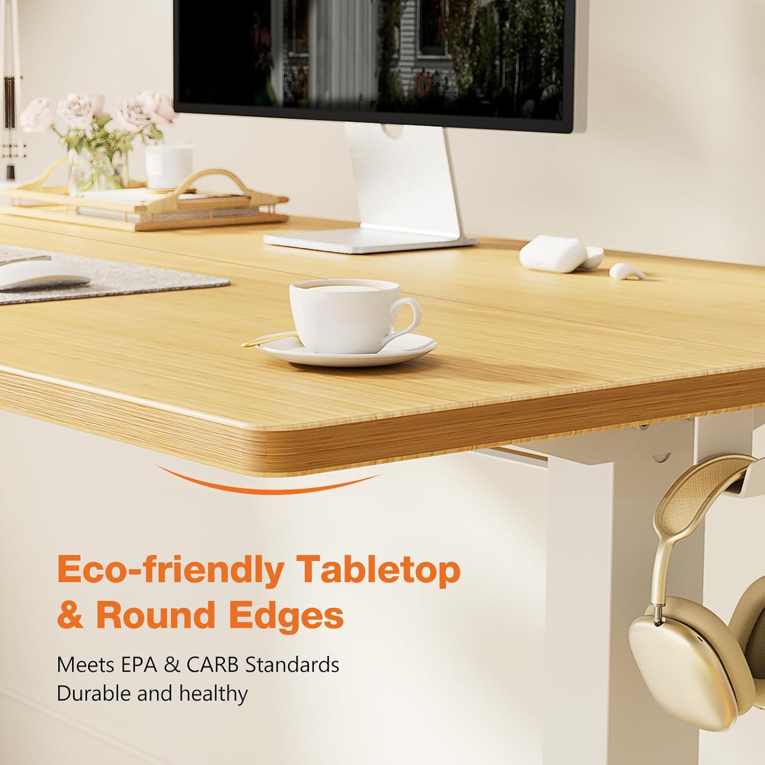Sweetcrispy Escritorio de pie de altura ajustable, escritorio eléctrico de 40 pulgadas para oficina en casa, mesa de trabajo moderna para