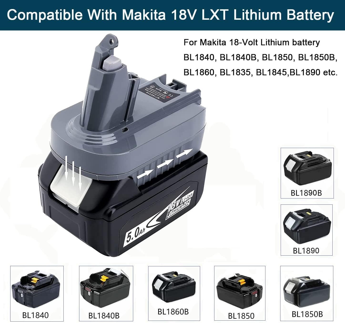 V6 – Adaptador de batería compatible con batería de litio Makita de 18 V BL1850 BL1835 BL1830 a repuesto para Dyson V6 SV04 SV03 DC59 DC58 DC62 SV09