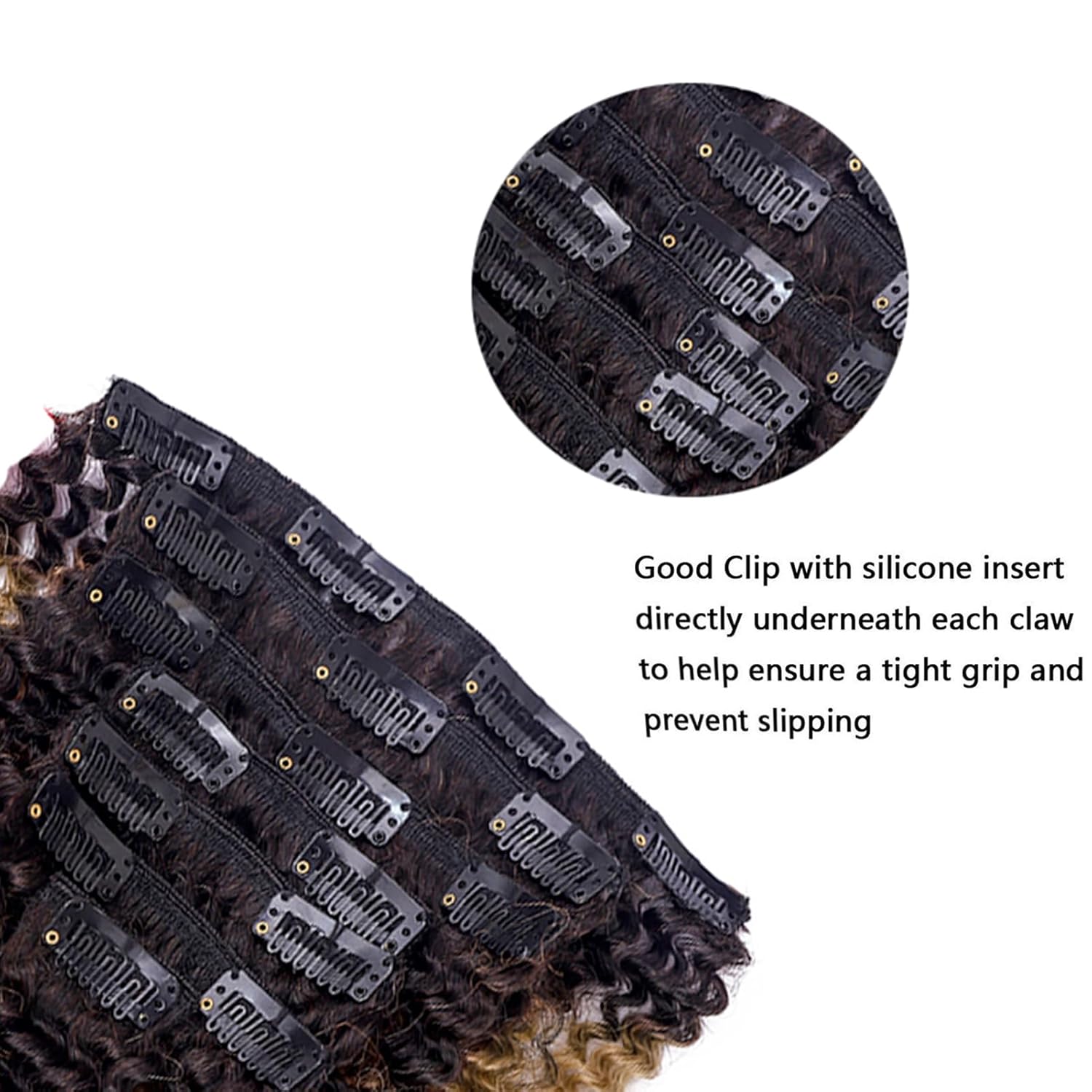 Anrosa Kinkys – Extensiones de cabello humano rizado con clip, 3C 4A, extensiones de cabello natural Remy grueso con clip, extensiones de cabello