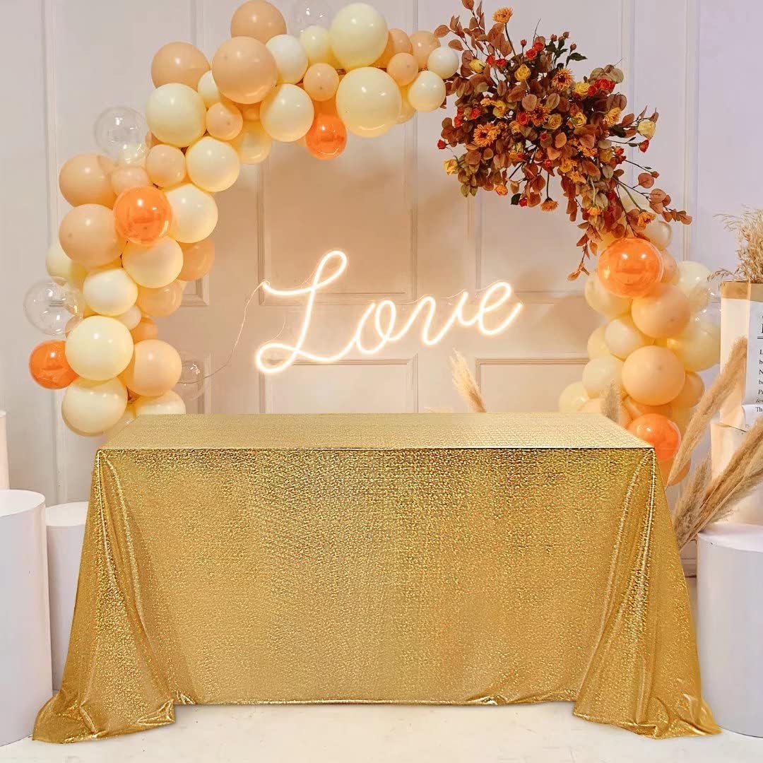 Fitable – Mantel de lentejuelas doradas para fiestas, de 52 x 70pulgadas, mantel rectangular brillante, para boda, baby shower, ceremonia, mesa de