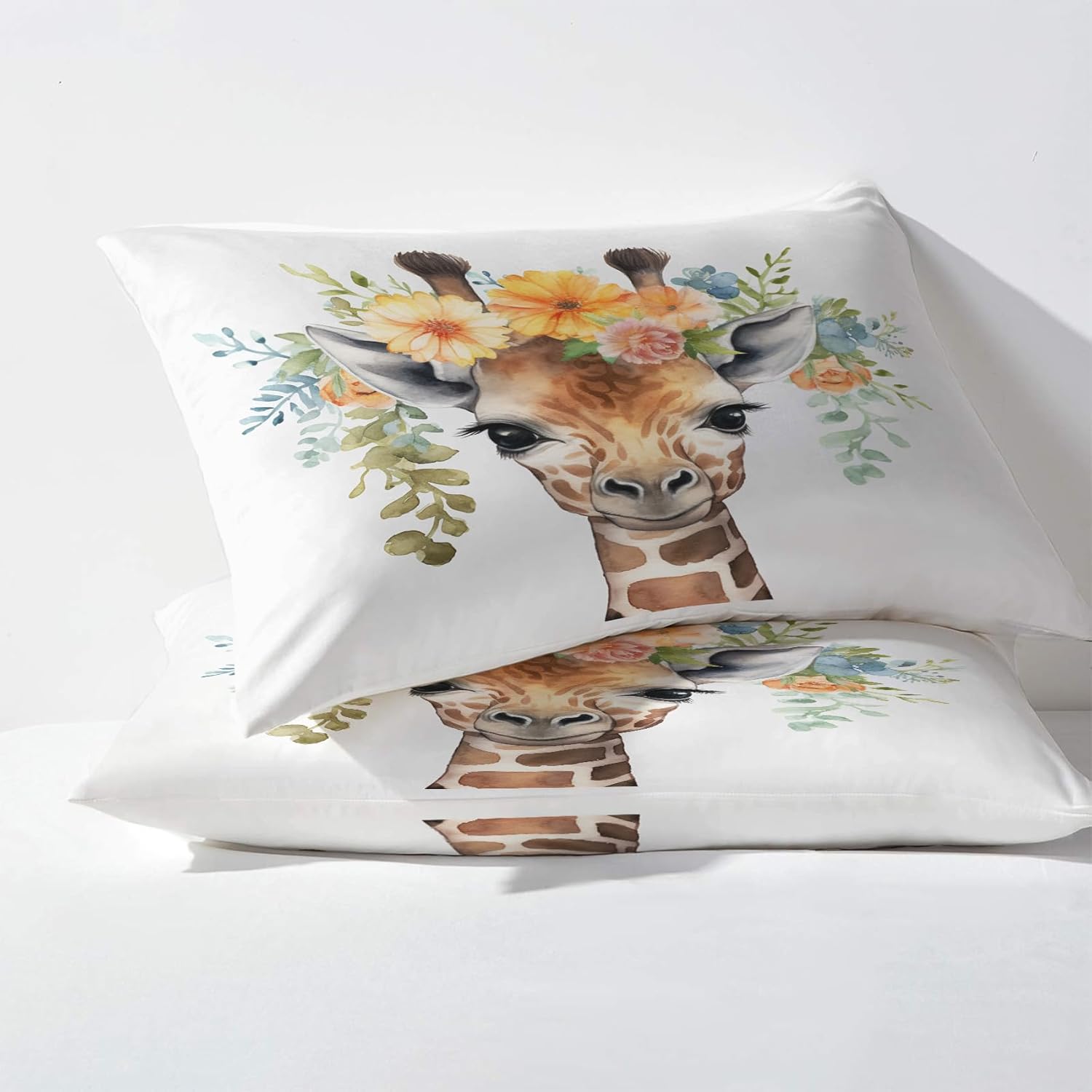 Juego de sábanas de jirafa divididas tamaño King para cama ajustable, sábanas de flores, sábanas estampadas y juego de 5 piezas, microfibra suave
