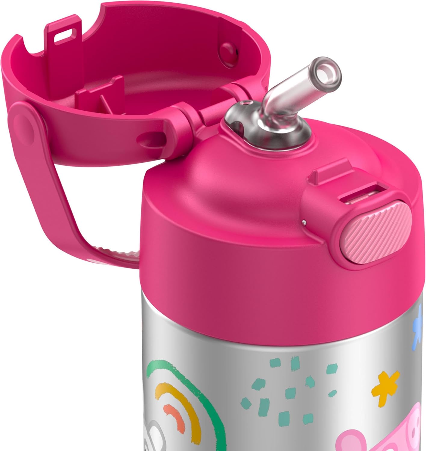 THERMOS FUNTAINER – Botellas de acero inoxidable de 12 onzas con aislamiento al vacío para niños, Peppa Pig y Frozen 2