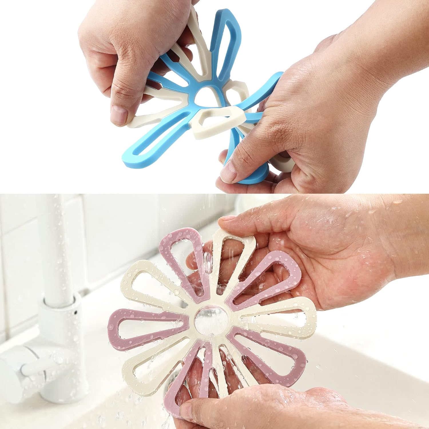 Silicone Trivet Mat Set of 3, GUANCI Hot Pot Holder Hot Pads for Table & Countertop Set Non-Slip & Heat Resistant Modern Kitchen Hot Pads for Pots &