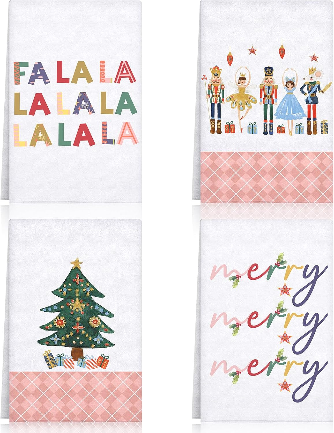 Preboun 4 toallas de cocina de Navidad, paños de cocina de cascanueces de 18 x 26 pulgadas, paños de cocina de Navidad de invierno para cocina,