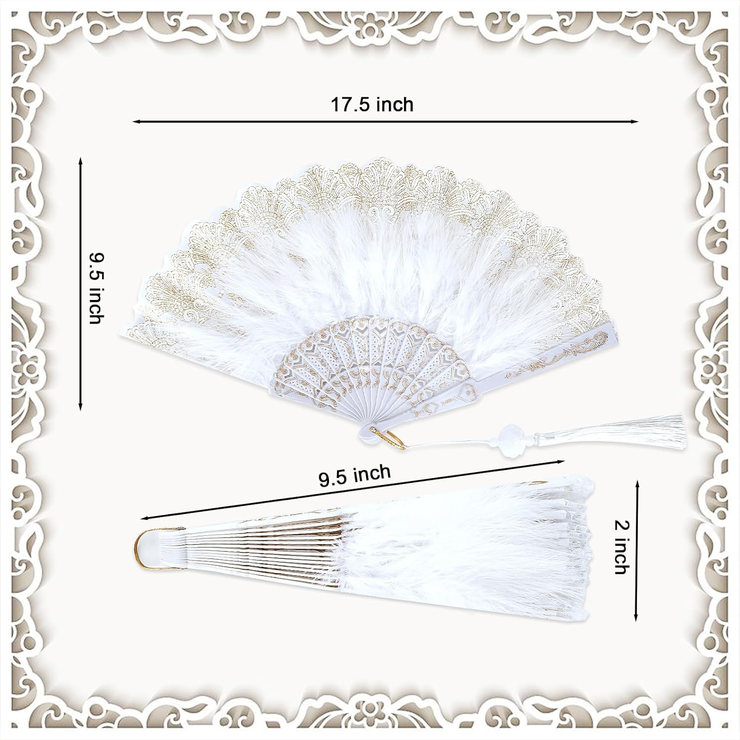 Abanico de mano de plumas bordado, flor de marabú, abanico de plumas de los años 20, ventilador de mano plegable, ventilador de mano drag queen para