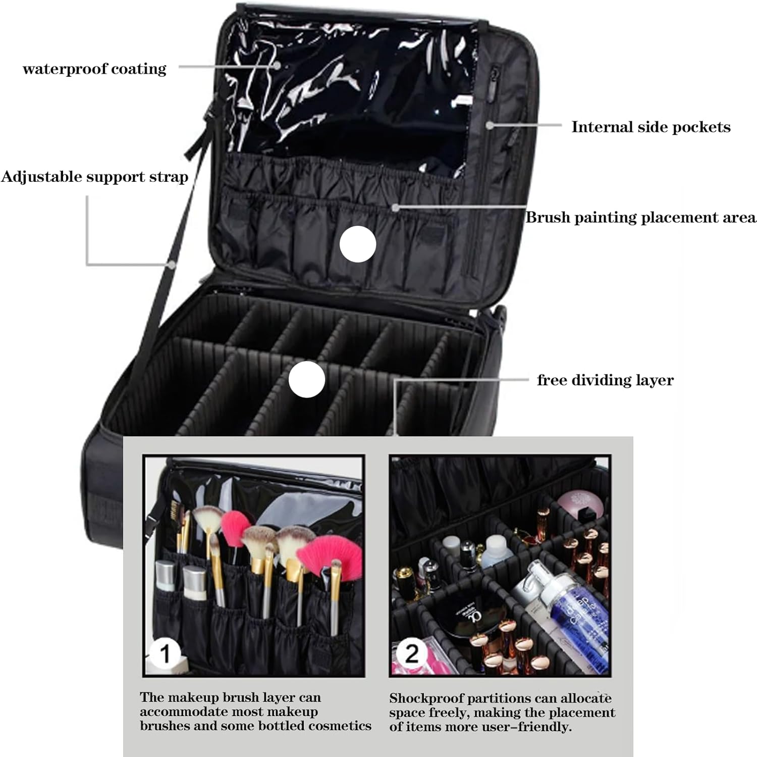 Estuche de maquillaje profesional, estuche de maquillaje rodante, gran capacidad multifuncional, estuche de cosmetología sobre ruedas, regalo ideal
