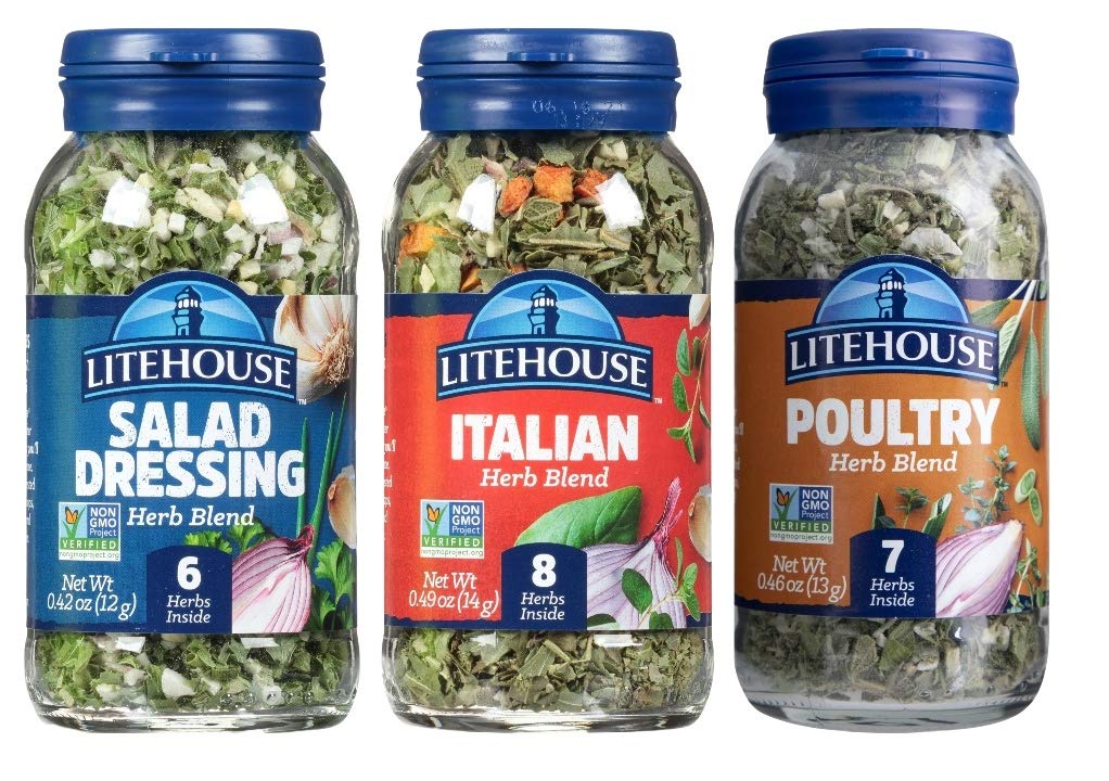 Litehouse Paquete de mezcla de hierbas variadas de sabores liofilizados (italiano, aves de corral, mezcla de hierbas de aderezo para ensalada)